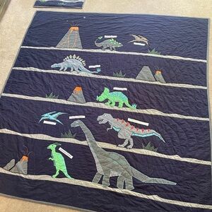 Pottery Barn Kids Dinosaur Quilt with Blue and Green Accents